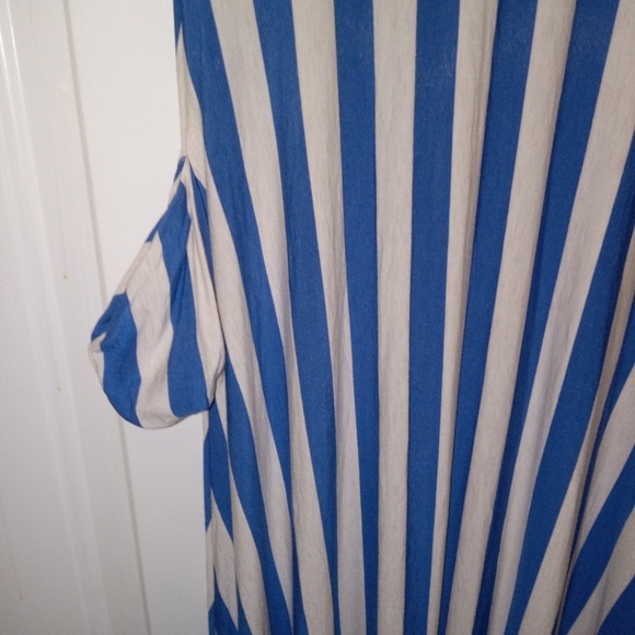Matida Jane Blue/ White Striped Maxi Dress W/ Pockets Small - Picture 9 of 11